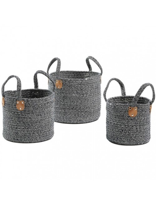 3 Piece Navy Aida Cotton Rope Basket Set