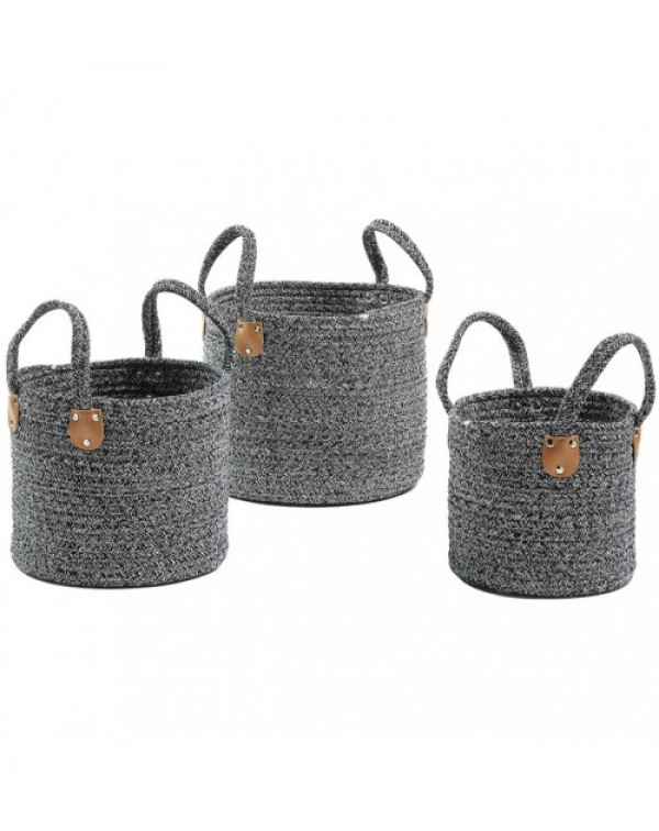 3 Piece Navy Aida Cotton Rope Basket Set