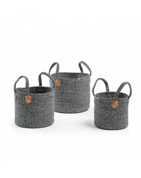 3 Piece Navy Aida Cotton Rope Basket Set