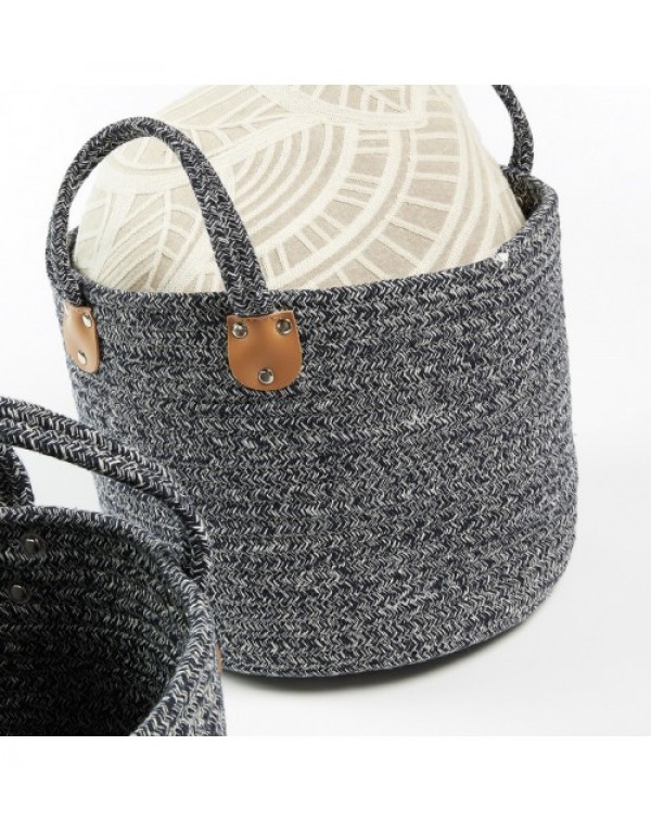 3 Piece Navy Aida Cotton Rope Basket Set