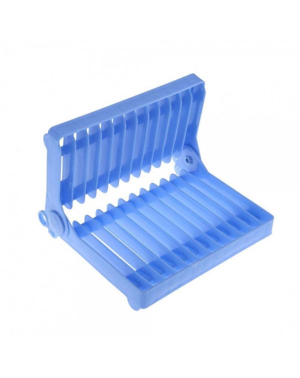 Foldable Dish Bowl Shelf Kitchen Plate Organizer Storage Drying Rack(Blue)