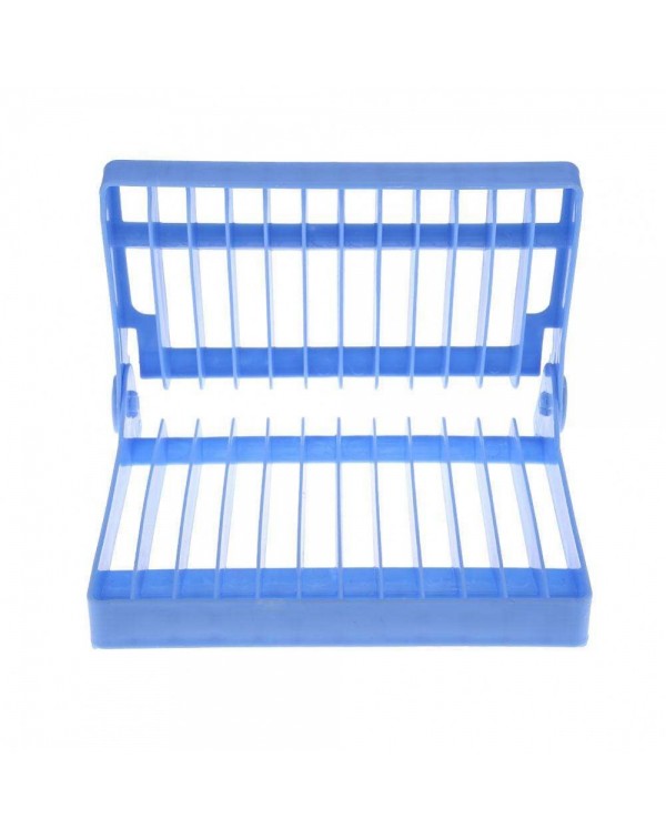 Foldable Dish Bowl Shelf Kitchen Plate Organizer Storage Drying Rack(Blue)