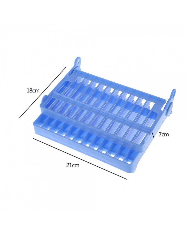 Foldable Dish Bowl Shelf Kitchen Plate Organizer Storage Drying Rack(Blue)