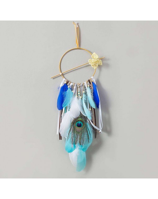 Nordic Feather Dream Catcher Car Pendant Romantic Wall Hanging Decor (A)