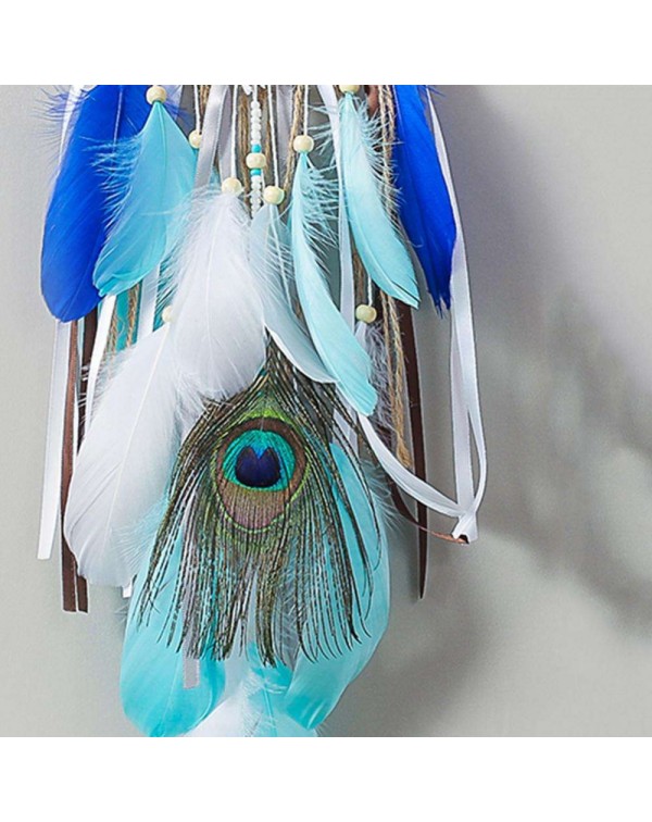 Nordic Feather Dream Catcher Car Pendant Romantic Wall Hanging Decor (A)