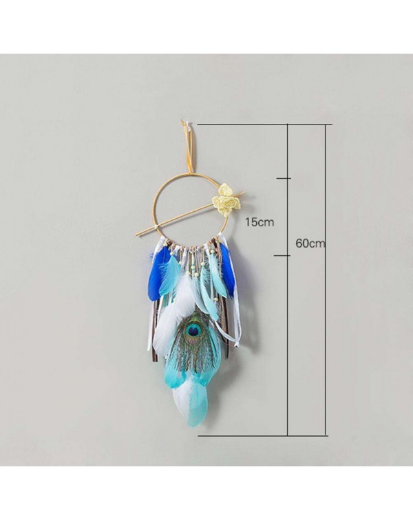 Nordic Feather Dream Catcher Car Pendant Romantic Wall Hanging Decor (A)