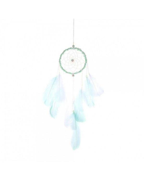 Green DIY Feathers Dreamcatcher Handmade Dream Catcher Net Home Car Decor(B)