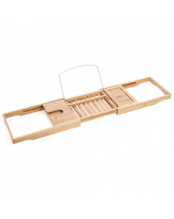 Luxury Bamboo Bath Bridge Tub Caddy Tray Rack Bathroom Shelf Holder Slim