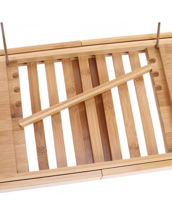 Luxury Bamboo Bath Bridge Tub Caddy Tray Rack Bathroom Shelf Holder Slim