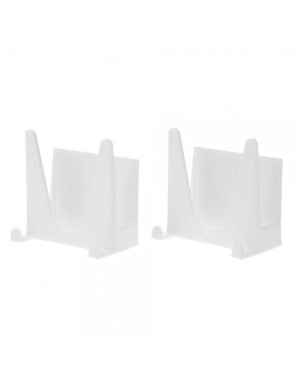 2pcs Wall Mounted Plastic Pan Cover Rack Pot Lid Holder Storage Shelf(White)