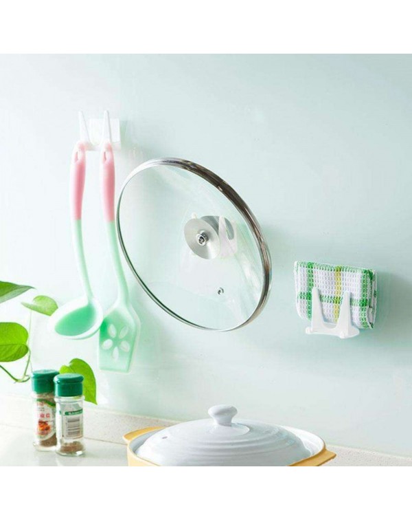 2pcs Wall Mounted Plastic Pan Cover Rack Pot Lid Holder Storage Shelf(White)