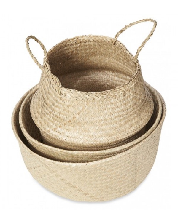 3 Piece Medina Foldable Seagrass Basket Set