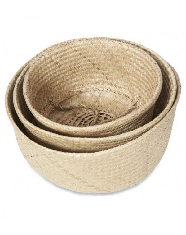 3 Piece Medina Foldable Seagrass Basket Set