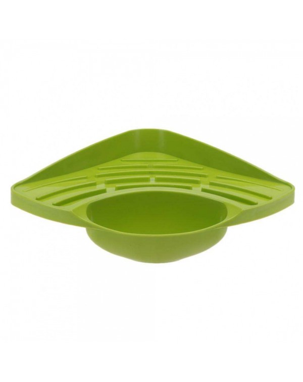 Sucker Type Triangle Draining Tank Rack Holder Bath Storage Shelf(Green)