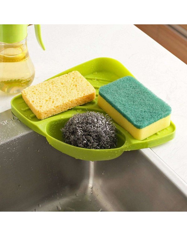 Sucker Type Triangle Draining Tank Rack Holder Bath Storage Shelf(Green)