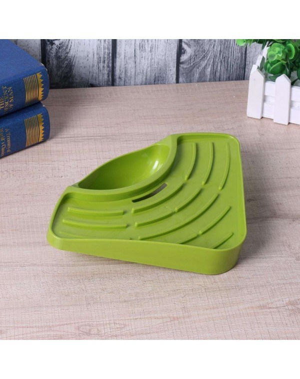 Sucker Type Triangle Draining Tank Rack Holder Bath Storage Shelf(Green)