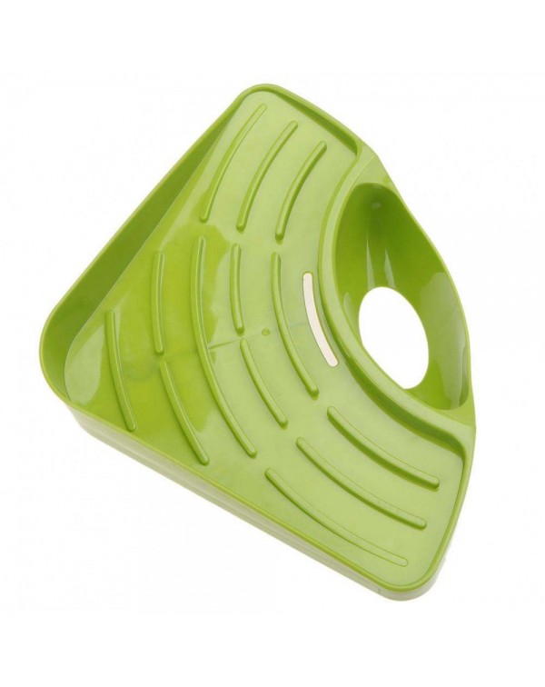 Sucker Type Triangle Draining Tank Rack Holder Bath Storage Shelf(Green)