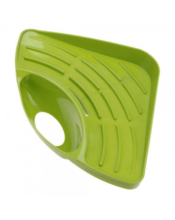 Sucker Type Triangle Draining Tank Rack Holder Bath Storage Shelf(Green)