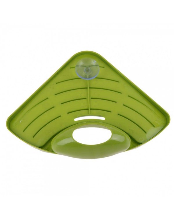 Sucker Type Triangle Draining Tank Rack Holder Bath Storage Shelf(Green)