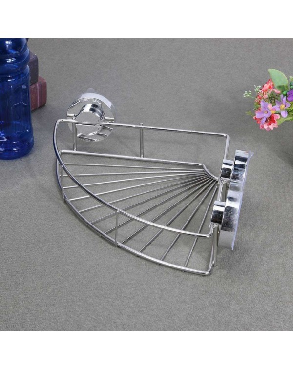 Triangle Stainless Steel Vacuum Suction Cup Kitchen Bathroom Shelf Storage