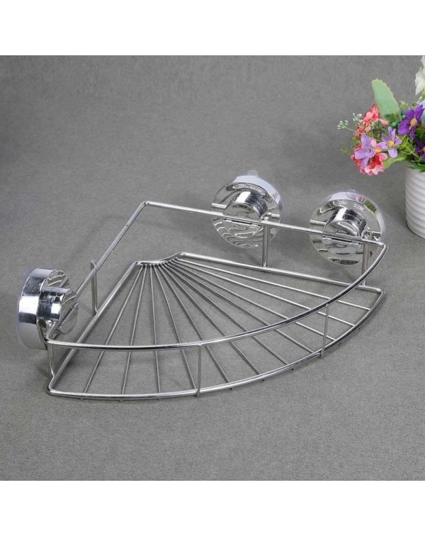 Triangle Stainless Steel Vacuum Suction Cup Kitchen Bathroom Shelf Storage