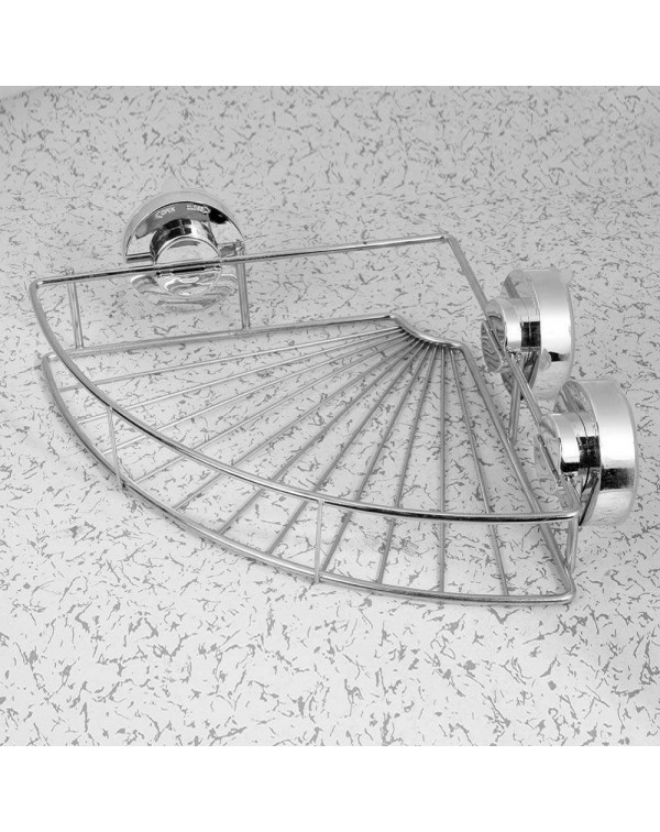 Triangle Stainless Steel Vacuum Suction Cup Kitchen Bathroom Shelf Storage