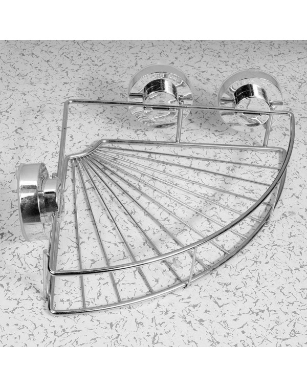 Triangle Stainless Steel Vacuum Suction Cup Kitchen Bathroom Shelf Storage