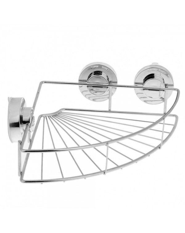 Triangle Stainless Steel Vacuum Suction Cup Kitchen Bathroom Shelf Storage