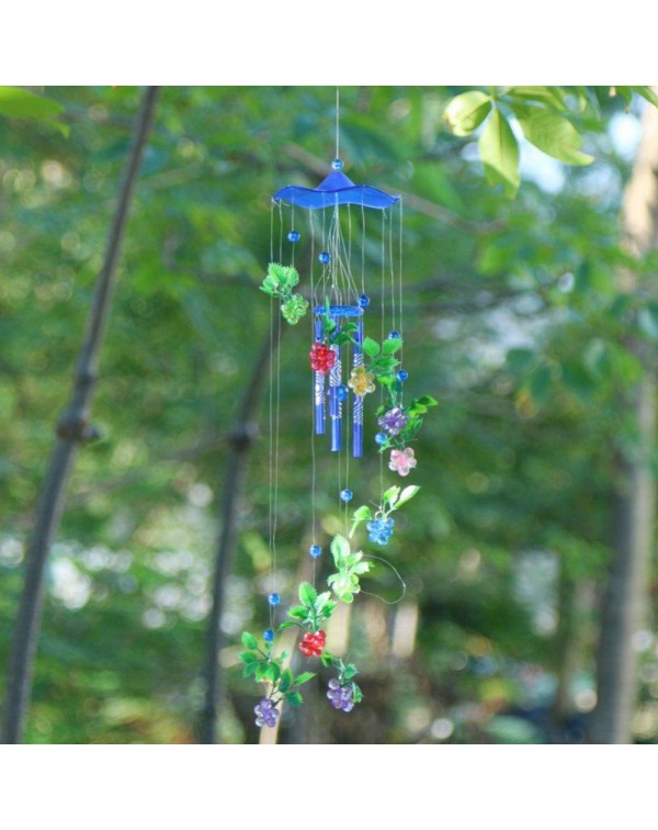 4 Metal Tubes Flowers Wind Chime Garden Door Windows Wall Hanging Ornament