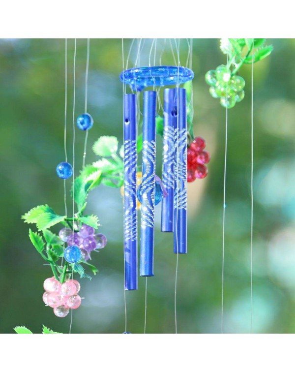 4 Metal Tubes Flowers Wind Chime Garden Door Windows Wall Hanging Ornament