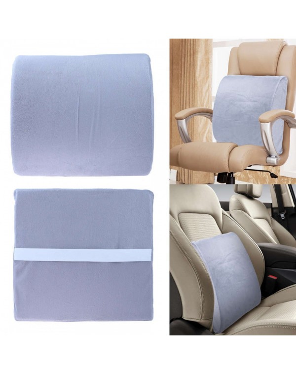 Memory Foam Lumbar Cushion Back Support Travel Pillow Car Seat Grey