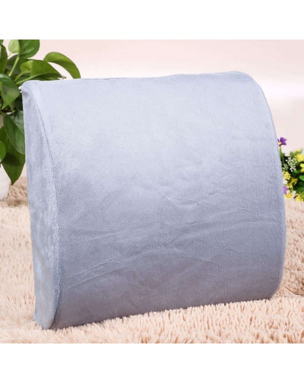 Memory Foam Lumbar Cushion Back Support Travel Pillow Car Seat Grey