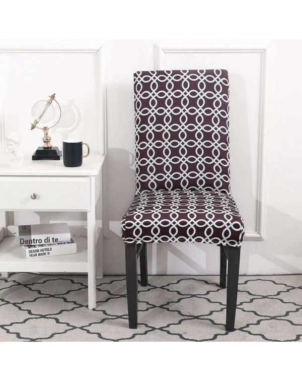 Digital Print Chair Cover Removable Elastic Kitchen Banquet Seat Slipcover